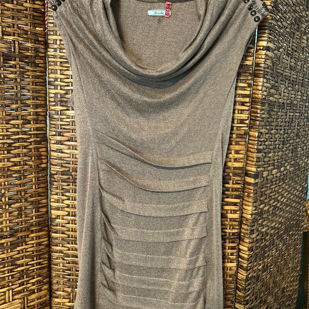 DO+BE Brown Ruched Cowl Neck Mini Dress